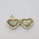 Sterling Silver Patterned Cutwork Puffy Heart Locket Charm Pendant Vintage c1970