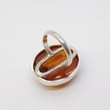 Sterling Silver & Baltic Amber Set Statement Dress Ring Vintage c1970