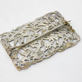 Victorian Sterling Silver Floral Pattern Buckle Style Brooch Antique c1880