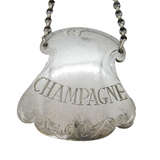 George III Sterling Silver Floral Pattern 'Champagne' Decanter Label Antique