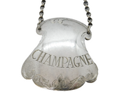 George III Sterling Silver Floral Pattern 'Champagne' Decanter Label Antique