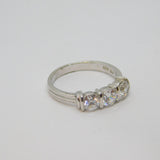 Sterling Silver Triple Spinel Half Eternity Ring Vintage c1970 Size P 1/2