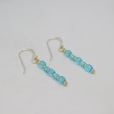 Pair of Sterling Silver Light Blue Glass Beads Drop Earrings Contemporary c2010