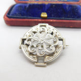 Victorian Sterling Silver Swirl & Floral Pattern Brooch Antique c1860 Kitemark