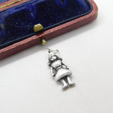 Sterling Silver Cartoon Young Lady Charm Pendant Vintage c1970