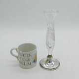 Sterling Silver Mounted Etched Glass Floral Posy Vase Vintage 1982 Birmingham
