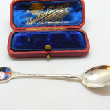 Norwegian Silver Plated & Enamel Sunset Scene Souvenir Spoon Opal Nysolv