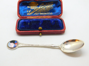 Norwegian Silver Plated & Enamel Sunset Scene Souvenir Spoon Opal Nysolv