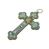 20th Century Italian Large Micro Mosaic Papal Cross Medallion Antique c1930s