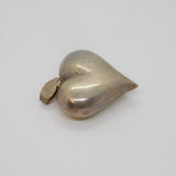 Sterling Silver Large Puff Heart Studio Charm Pendant Contemporary c1990s