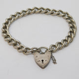 Sterling Silver Curb Link Charm Bracelet Heart Lock Clasp Vintage 1973 Bham