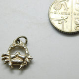 Sterling Silver Crab Charm Pendant Vintage c1970