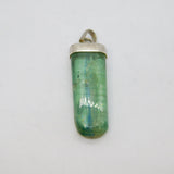 Sterling Silver Natural Green/Blue Flourite Drop Charm Pendant Vintage c1970s