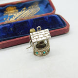 Sterling Silver Magic Wishing Well with Emerald Paste Charm Pendant c1970