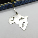 Sterling Silver Cave Painting Outline of Africa Charm Pendant Vintage c1970