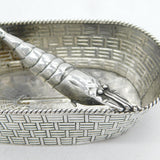 Victorian Sterling Silver Woven Form Fish Bones Basket Antique 1882 London