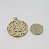 Sterling Silver Double Layer Patterned Heavy Disc Charm Pendant Vintage c1970