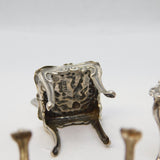 Sterling Silver Miniature Dolls House Dining Table & Chairs Vintage 1978