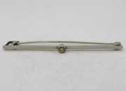 Sterling Silver & Paste Set Bar Brooch Antique c1920 Art Deco