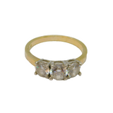 Sterling Silver Gilt Triple CZ Sparkling Dress Band Ring Vintage c1990 Size O