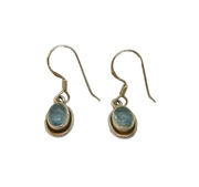 Pair of Sterling Silver Cabochon Moonstone Hook Drop Earrings Modern c1990