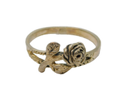 Sterling Silver Rose Flower Dress Band Ring Vintage c1970 Size N 1/2