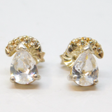 Pair of Sterling Silver Paste Peardrop Stud Earrings Vintage c1970
