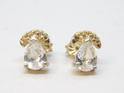 Pair of Sterling Silver Paste Peardrop Stud Earrings Vintage c1970