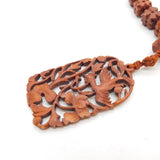 Japanese Long Cinnabar Lacquer Guard Necklace Aesthetic Bird Pendant Antique