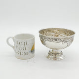 Edwardian Sterling Silver Floral Embossed Pedestal Bowl Antique 1903 London