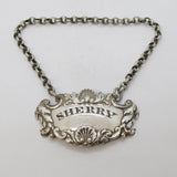 Victorian Sterling Silver Floral Pattern Sherry Decanter Label Antique London