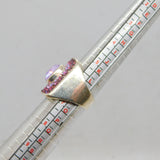 Sterling Silver Sparkling Pink & Purple CZ Statement Ring Vintage c2000 Size N