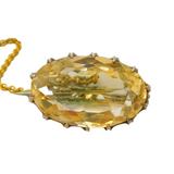 Victorian Sterling Silver Gilt & Faceted Citrine Brooch Pin Antique c1880s