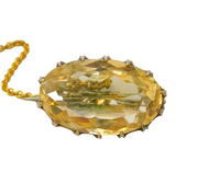 Victorian Sterling Silver Gilt & Faceted Citrine Brooch Pin Antique c1880s