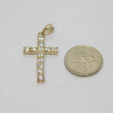 Sterling Silver 12 Stone CZ Set Cross Charm Pendant Vintage c1970