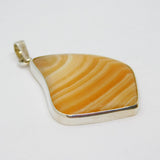 Sterling Silver Natural Lace Agate Organic Shape Statement Pendant Modern c1990s