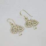 Pair of Sterling Silver Tree Of Life Hook Drop Earrings Vintage c1990