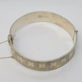 Sterling Silver Cross Pattern Cuff Bangle Bracelet Vintage 1966 London