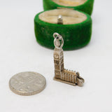Sterling Silver Opening Big Ben With Clock Key Charm Pendant Vintage c1970