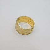 Gold On Sterling Silver Italian Textured Wide Band Ring Vintage c1970 Size M 1/2