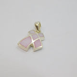 Sterling Silver Pink Shell Set Cross Shaped Charm Pendant Vintage c1970