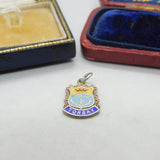 Sterling Silver and Coloured Enamel 'Torbay' Travel Shield Charm Vintage c1970