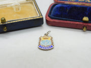 Sterling Silver and Coloured Enamel 'Torbay' Travel Shield Charm Vintage c1970