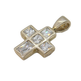 Sterling Silver Paste Set Cross Pendant Vintage