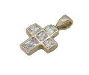 Sterling Silver Paste Set Cross Pendant Vintage