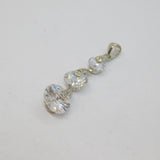 Sterling Silver CZ Triple Graduating Rounds Drop Pendant Contemporary c2000s
