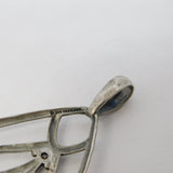 Large Sterling Silver & Spinel Set Drop Pendant Vintage c1990