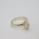 Sterling Silver Marquise White Topaz Solitaire Dress Ring Vintage c1970 Size N