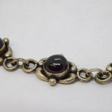 Sterling Silver & Deep-Red Garnet Set Studio Bracelet Vintage c1970s