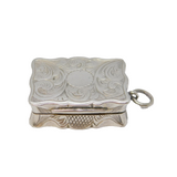 Victorian Sterling Silver Floral Pattern Vinaigrette Antique 1868 Birmingham